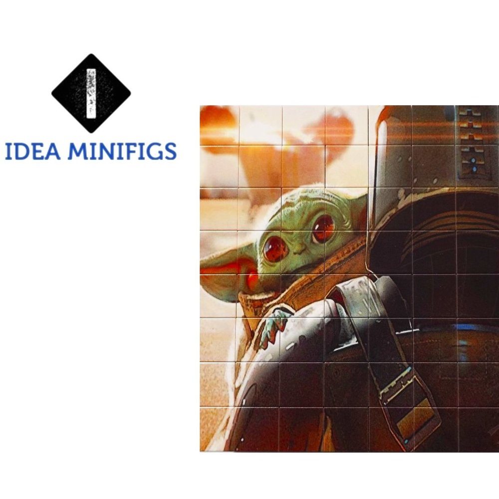 Mandalorian Grogu I Puzzle - Educational UV Print Design Made of Lego Bricks